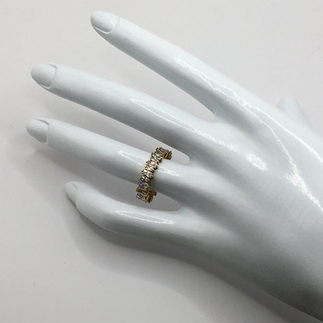 Vintage Crystal Stacking Eternity Promise Ring Wedding Band 925 Sterling Silver