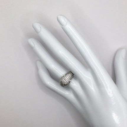 Vintage Crystal Cocktail Cougar Cat Ring 925 Sterling Silver