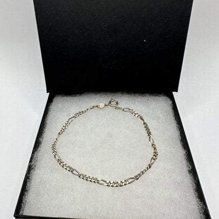 Vintage Figaro Chain Bracelet 925 Sterling Silver
