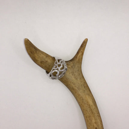 Vintage Crystal Cocktail Ring 925 Sterling Silver