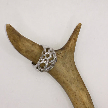 Vintage Crystal Cocktail Ring 925 Sterling Silver