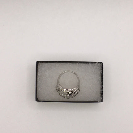 Vintage Crystal Cocktail Ring 925 Sterling Silver