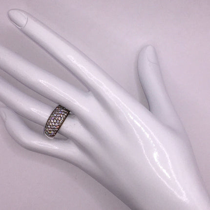 Vintage Crystal Stacking Eternity Promise Ring Wedding Band 925 Sterling Silver