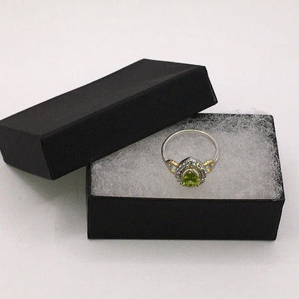Vintage Crystal Peridot Stacking Eternity Promise Ring Wedding Band 925 Sterling Silver