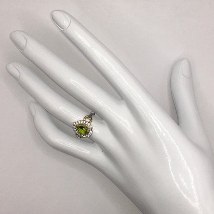Vintage Crystal Peridot Stacking Eternity Promise Ring Wedding Band 925 Sterling Silver