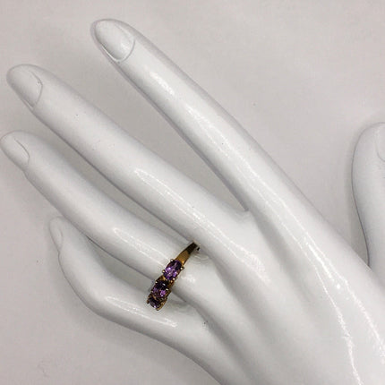 Vintage Purple Amethyst Ring Band 925 Sterling Silver