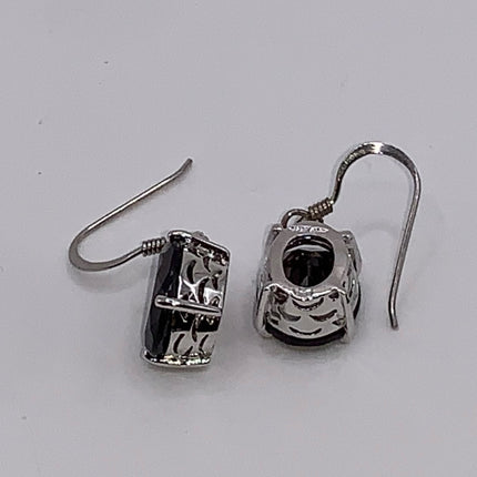 Vintage Silver Earrings | Garnet Gemstone 925 Sterling Silver Hook Dangle Drop Earrings