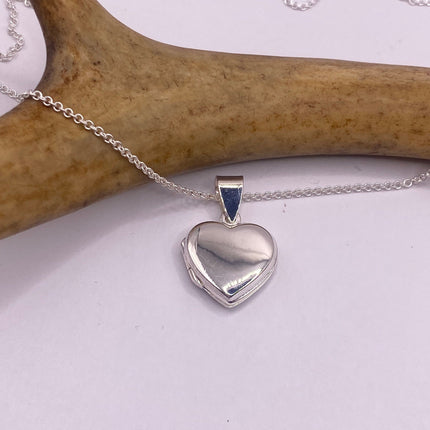 Vintage Silver Locket | Tiny Silver Heart Pendant Photo Memory Charm | 925 Sterling Silver Chain Necklace Holds Small Photo or Memory
