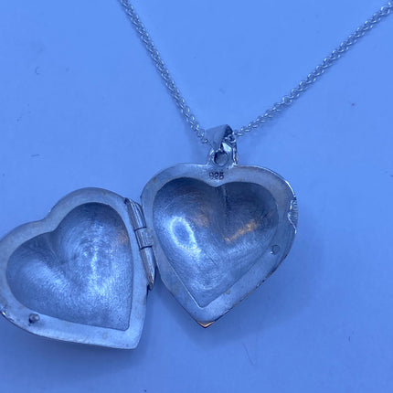 Vintage Silver Locket | Tiny Heart Pendant Charm Necklace | Delicate 925 Sterling Silver Chain | Small Photo Memory Necklace