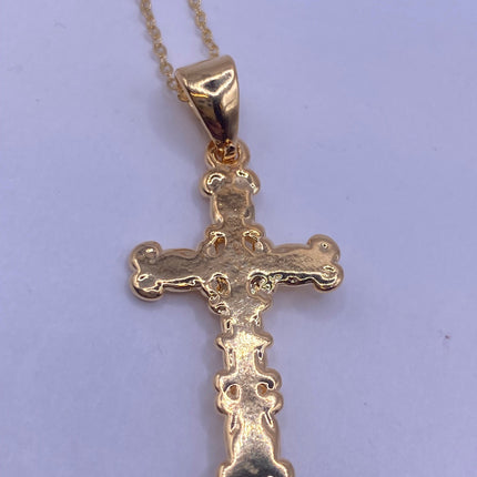 Vintage 9k Gold Filled Tiny Cross on a Gold Filled Chain Necklace