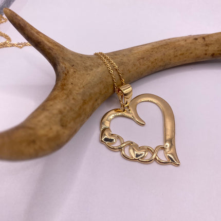 Vintage 9k Gold Filled Large Statement Heart on a Gold Filled Chain Necklace