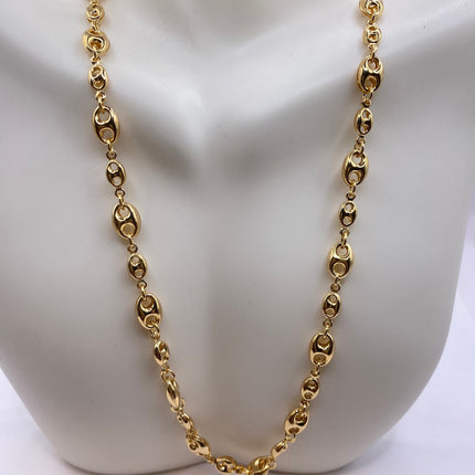Vintage Gold Chain Link Necklace | 9K Gold Filled Layered Stacked Mariner Anchor Link Chain Necklaces | Multiple Long Lengths and Link Types