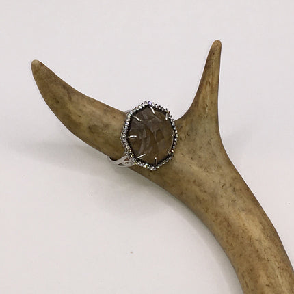 Vintage Smoky Topaz Cocktail Ring 925 Sterling Silver