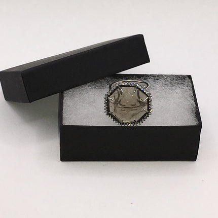 Vintage Smoky Topaz Cocktail Ring 925 Sterling Silver