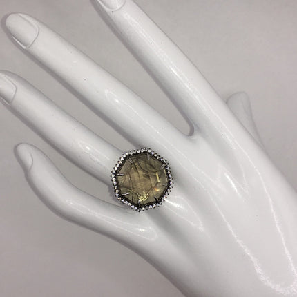 Vintage Smoky Topaz Cocktail Ring 925 Sterling Silver