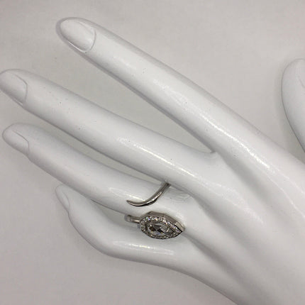 Vintage Crystal Stacking Eternity Promise Ring Wedding Band 925 Sterling Silver Adjustable