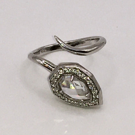 Vintage Crystal Stacking Eternity Promise Ring Wedding Band 925 Sterling Silver Adjustable