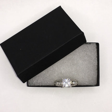 Vintage Crystal Stacking Eternity Promise Ring Wedding Band 925 Sterling Silver