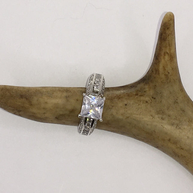 Vintage Crystal Stacking Eternity Promise Ring Wedding Band 925 Sterling Silver