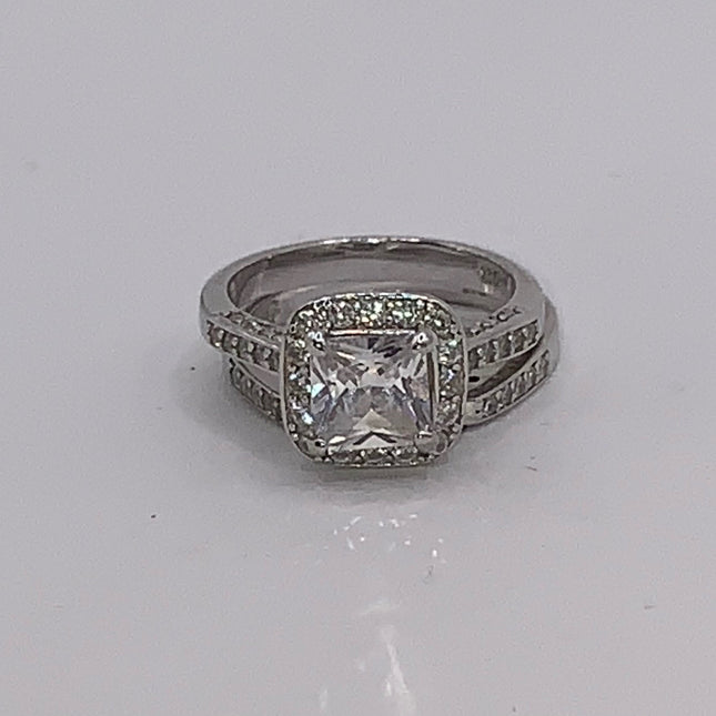 Vintage Crystal Stacking Eternity Promise Ring Wedding Band 925 Sterling Silver