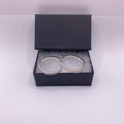 Vintage Silver Earrings | White Sapphire Tiny Hoop Loop Earrings | 925 Sterling Silver