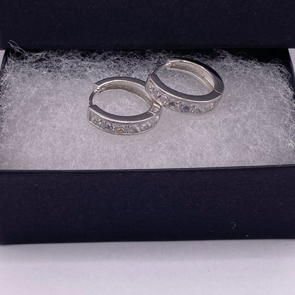 Vintage Silver Earrings | Minimalist Deco 925 Sterling Silver Hoop Earrings