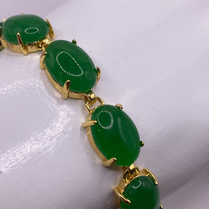 Vintage Green Aventurine Jade Lucky Bracelet - Golden Bronze