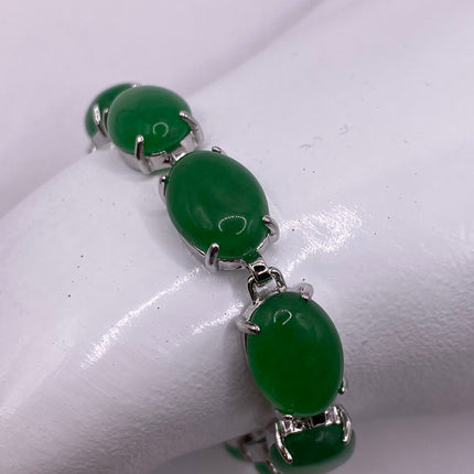Vintage Green Aventurine Jade Lucky Bracelet - Silver Bronze