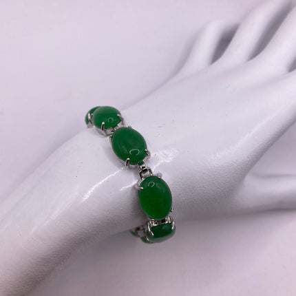 Vintage Green Aventurine Jade Lucky Bracelet - Silver Bronze