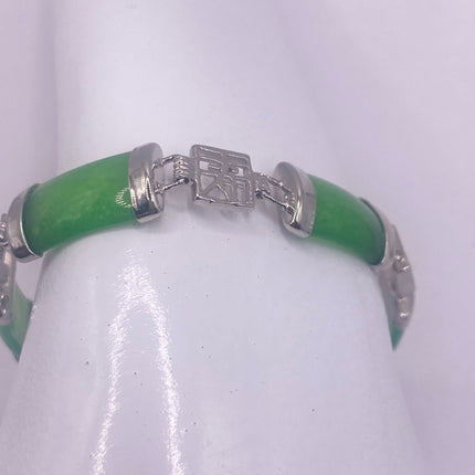 Vintage Green Aventurine Jade Lucky Bracelet - Silver Bronze