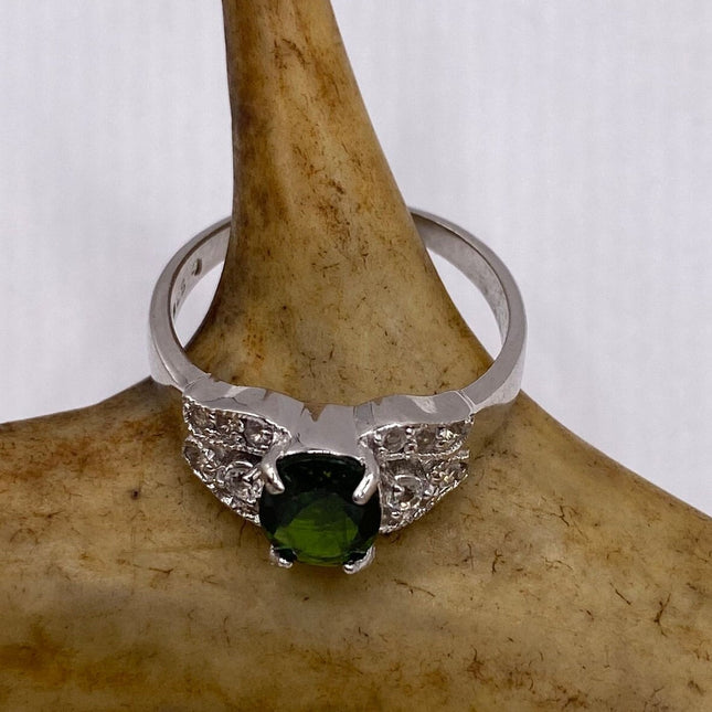 Vintage Green Chrome Diopside Ring Band 925 Sterling Silver