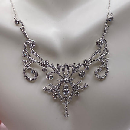 Vintage Cubic Zirconia Choker Necklace - 925 Sterling Silver