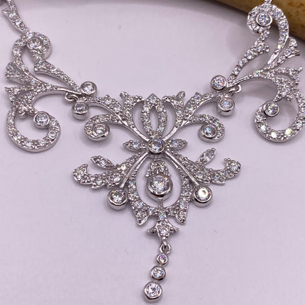 Vintage Cubic Zirconia Choker Necklace - 925 Sterling Silver