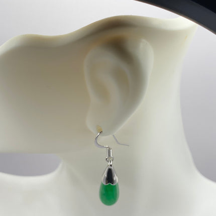 Vintage Green Jade Dangle Lucky Earrings