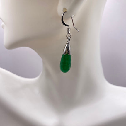Vintage Green Jade Dangle Lucky Earrings