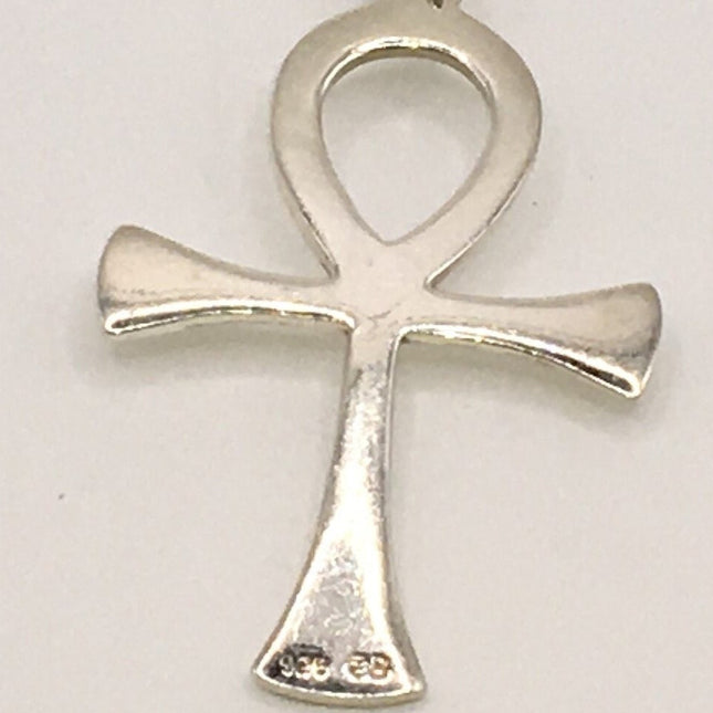 Vintage Ankh 925 Sterling Silver Black Velvet Choker Necklace