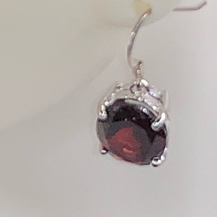 Vintage Silver Earrings | Garnet Gemstone 925 Sterling Silver Hook Dangle Drop Earrings
