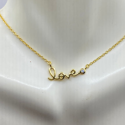 Minimalist Dainty Gold 925 Sterling Silver Love Necklace