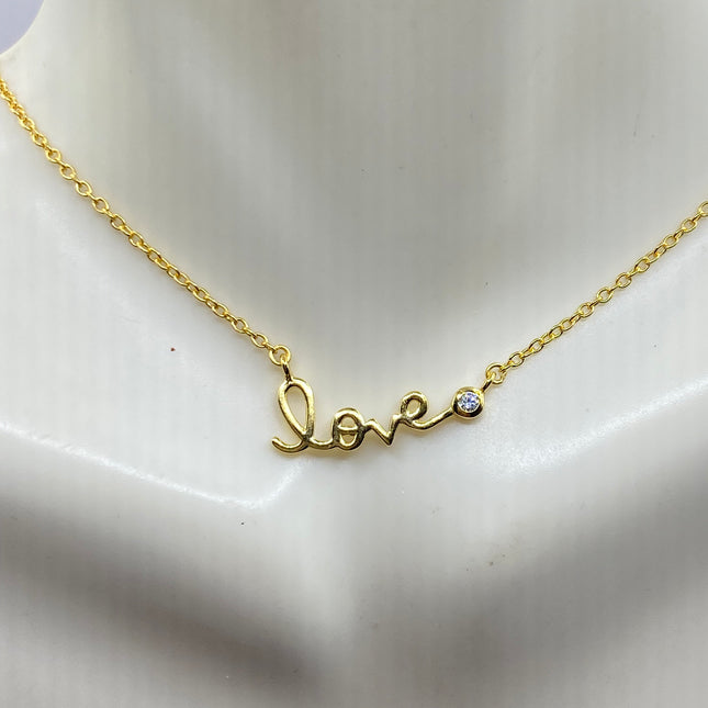Minimalist Dainty Gold 925 Sterling Silver Love Necklace