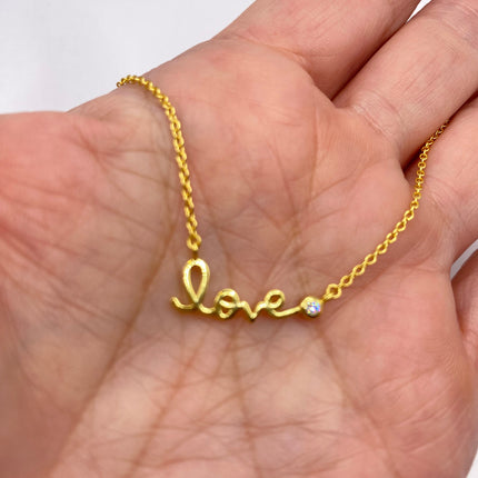 Minimalist Dainty Gold 925 Sterling Silver Love Necklace
