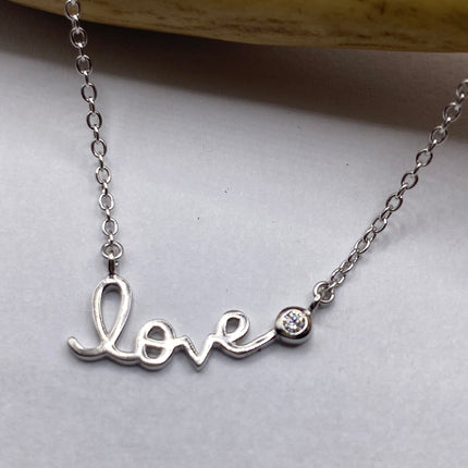 Minimalist Dainty 925 Sterling Silver Love Necklace