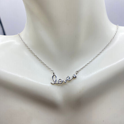 Minimalist Dainty 925 Sterling Silver Love Necklace