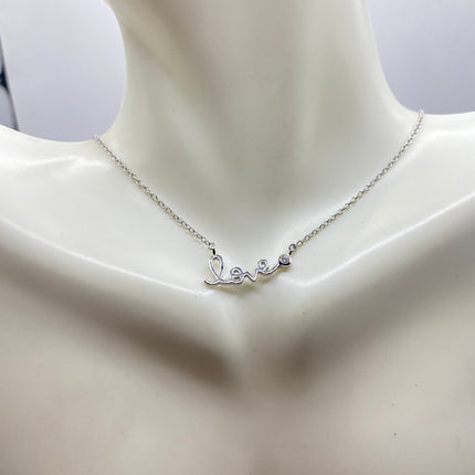 Minimalist Dainty 925 Sterling Silver Love Necklace