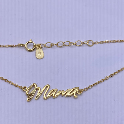 Gold Letter Bracelet | Tiny Charm Word | Vintage Style Dainty Gold 925 Sterling Silver Jewelry for Mama Love Bracelet