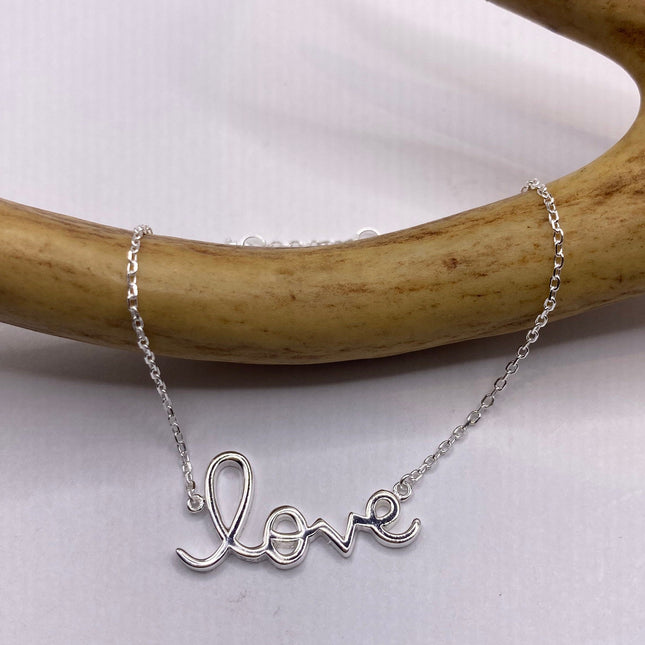 Tiny Silver Bracelet | Love Word Script Charm | 925 Sterling Silver Chain Minimalist Prom Jewelry Everyday Stacking Charm Bracelet