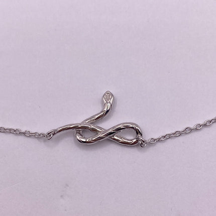 Tiny Silver Snake Pendant Necklace | 925 Sterling Silver Dainty Chain Serpent Charm Necklace