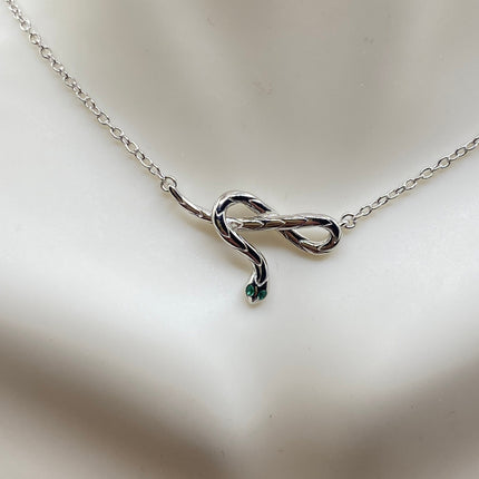 Tiny Silver Snake Pendant Necklace | 925 Sterling Silver Dainty Chain Serpent Charm Necklace