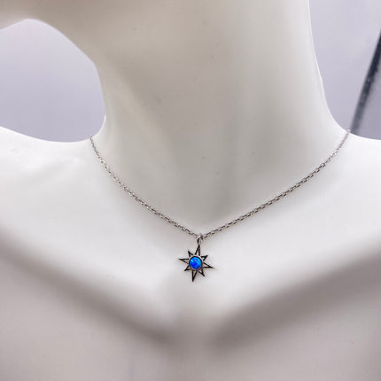 Vintage tiny opal star on a chain minimalist necklace