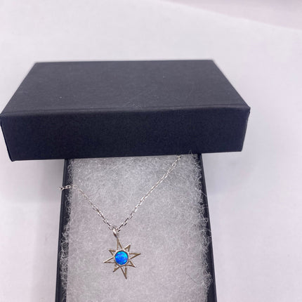 Vintage tiny opal star on a chain minimalist necklace