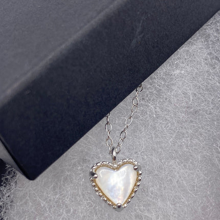 Vintage Opal Mother of Pearl Heart Necklace - Dainty 925 Sterling Silver Chain, Delicate Design, Free US Shipping